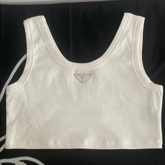 Prada White Sleeveless Crop Top - Picture 1 of 5